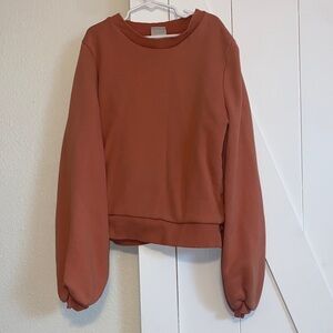 A New Day Burnt Orange Crewneck with Bubble Sleeves Size XS Extra Small